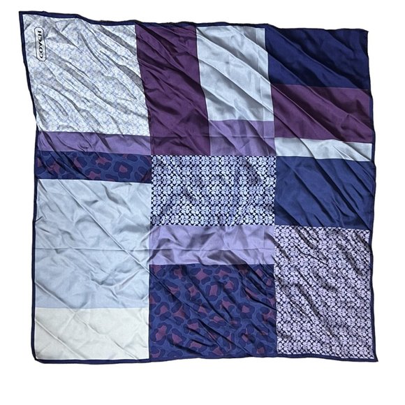 Coach Silk Scarf Square Purple Tones Pattern - Picture 2 of 2